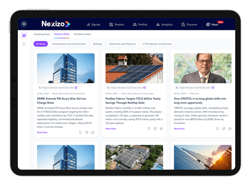 Nexizo News Feed product screenshot
